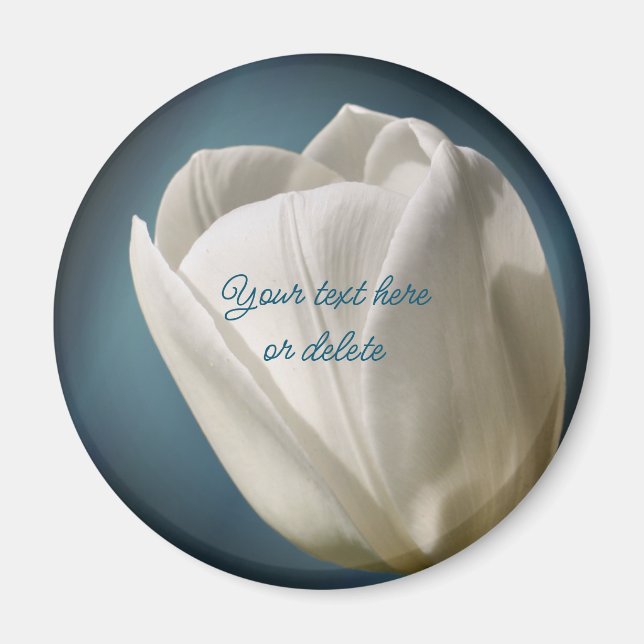 White Tulip Flower Personalized Magnet (Vorne)