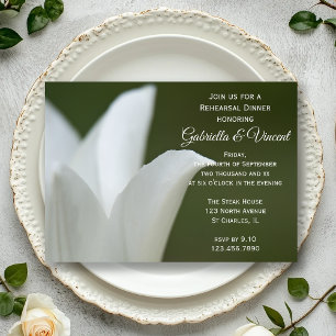 White Tulip Green Spring Hochzeitsessen Probe Einladung