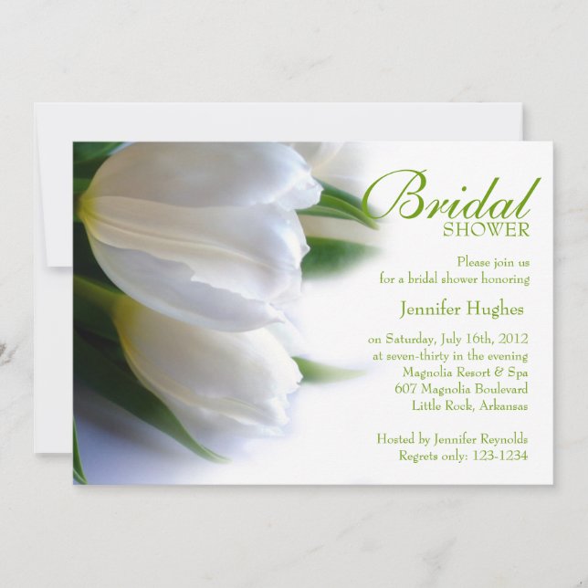 White Tulips Bridal Dusche Einladung (Vorderseite)