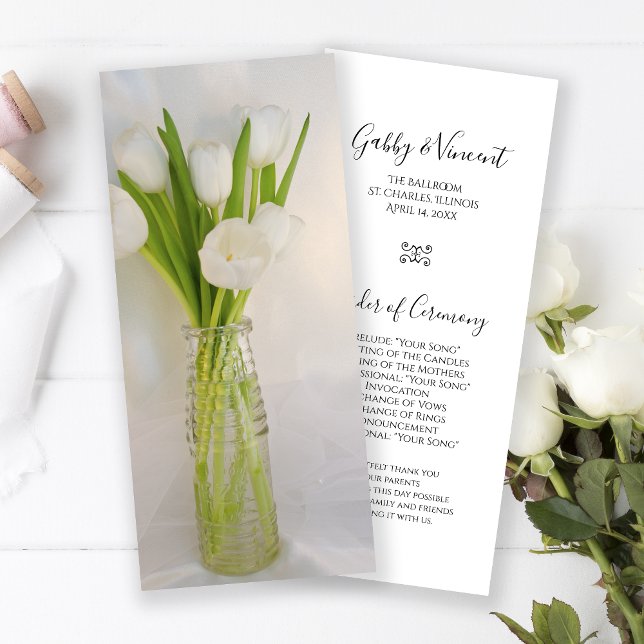 White Tulips in Milk Bottle Wedding Programm (Von Creator hochgeladen)