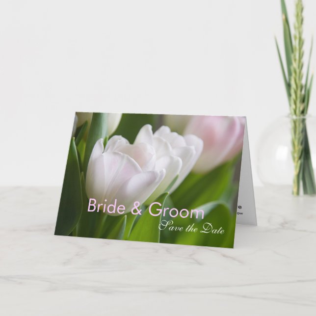 White Tulips • Save the Date Card Ankündigung (Vorderseite)
