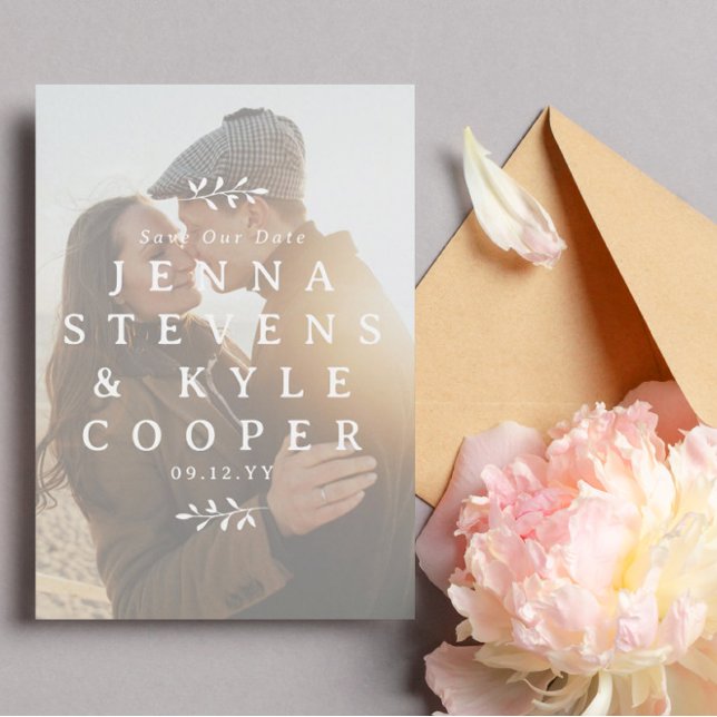 White Twigs Typografy Foto QR Code Rettete Unser D Save The Date (Von Creator hochgeladen)