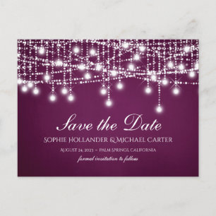 White Twinkle String Lights auf Merlot Postkarte