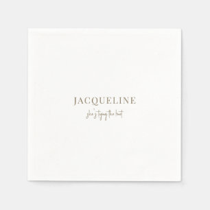 White Tying the Knot Cocktail Serviette