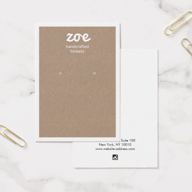 White Typografy Kraft Earring Display Card (Büro)