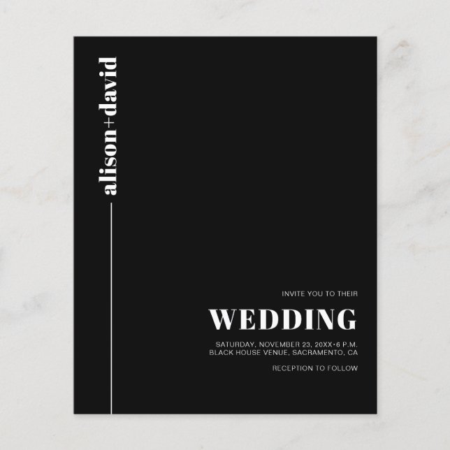 White Typografy QR Code BUDGET Hochzeitseinladung (Vorderseite)