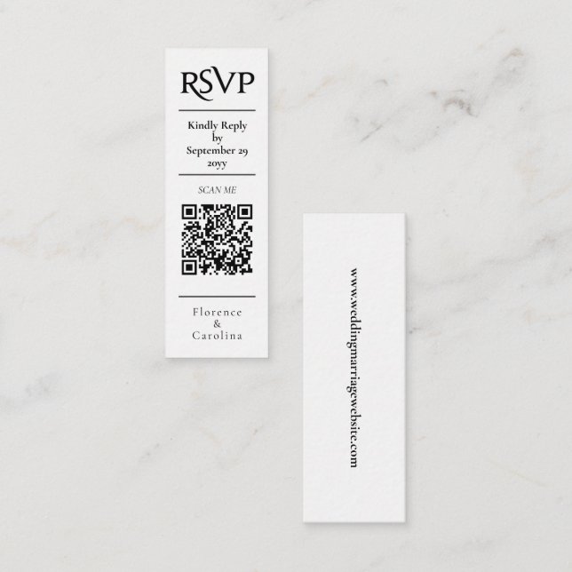 White UAWG QR Code Hochzeitkarte Mini Visitenkarte (Vorne/Hinten)