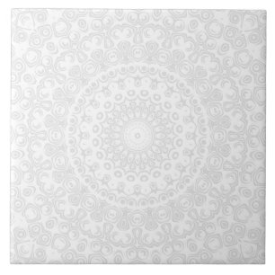 White über White Mandala Kaleidoscope Medallion Fliese