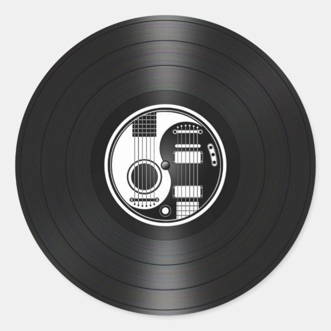 White und Black Yin Yang Gitarren Vinyl Graphic Runder Aufkleber (Vorderseite)