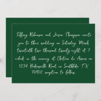 \White und Forest Green Handwriting Style Wedding