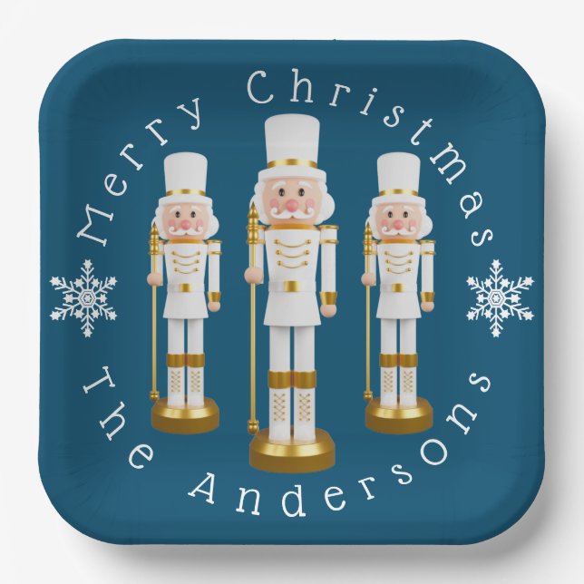 White und Gold Nutcracker personalisieren Pappteller (Vorderseite)