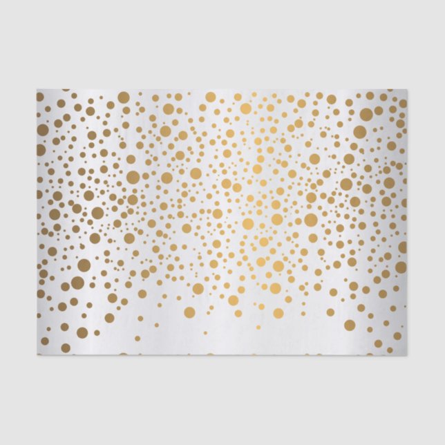 White und Metallic Gold Confetti Seidenpapier (Vorderseite)