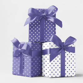 White und Periwinkle Polka Dot Mix Geschenkpapier Set