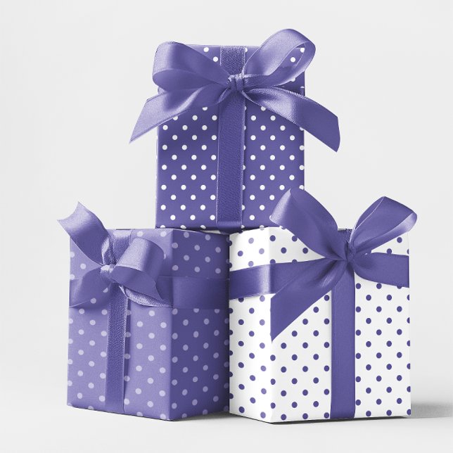 White und Periwinkle Polka Dot Mix Geschenkpapier Set (White and Periwinkle Polka Dot Mix Wrapping Paper Sheets)
