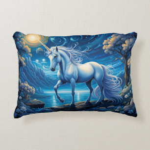 White Unicorate Fantasy Full Moon Dekokissen