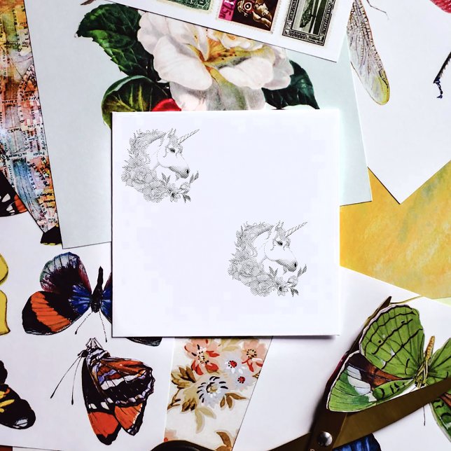 White Unicorn and Flowers Permastempel (Von Creator hochgeladen)