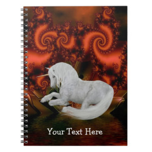 White Unicorn Fraktale Personalisiertes Notebook Notizblock