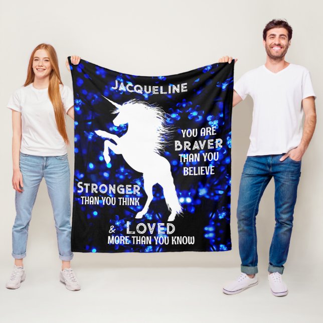 White Unicorn Inspirierend Teen Girl Zitat Fleecedecke (Beispiel)