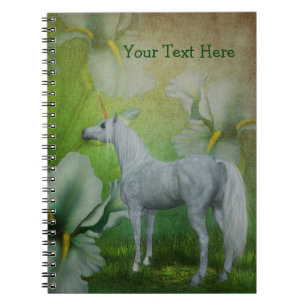 White Unicorn Lilies Fantasy Horse Notebook Notizblock