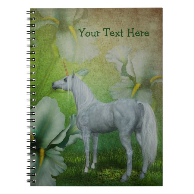 White Unicorn Lilies Fantasy Horse Notebook Notizblock (Vorderseite)