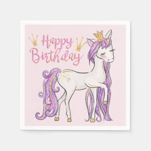 White Unicorn mit einer Gold Crown Modern Serviette