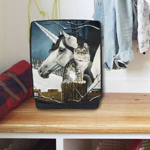 White Unicorn Tabby Cat Fantasy Rucksack
