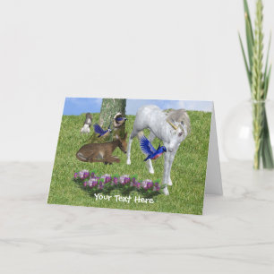 White Unicorn und Friends Animal Foto Card Karte