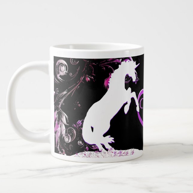 White Unicorn V (Farbenfroher Splash) Jumbo-Tasse (Links)