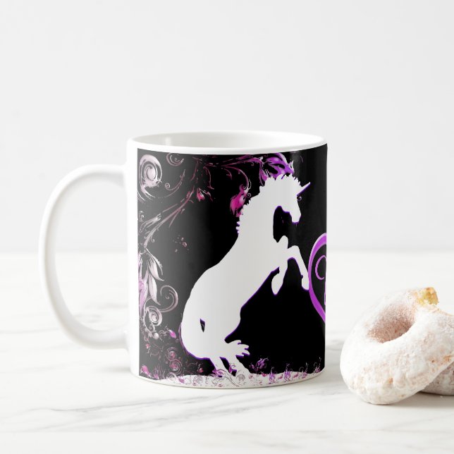 White Unicorn V (Farbenfroher Splash) Kaffeetasse (Mit Donut)