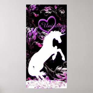 White Unicorn V (Farbenfroher Splash) Poster