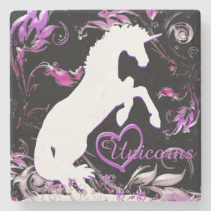 White Unicorn V (Farbenfroher Splash) Steinuntersetzer
