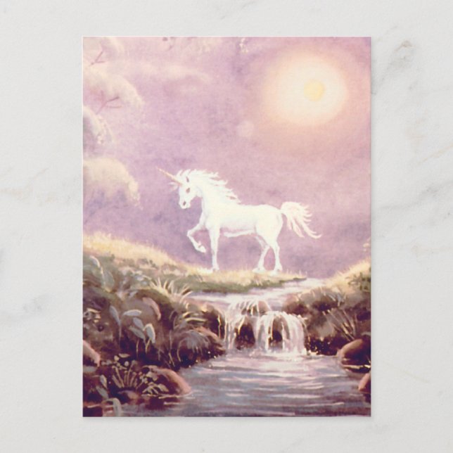 WHITE UNICORN von SHARON SHARPE Postkarte (Vorderseite)