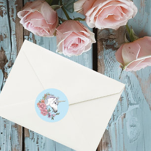 White Unicorn Wedding Runder Aufkleber