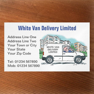 White Van Man mit Name auf Company Van Magnetische Visitenkarte