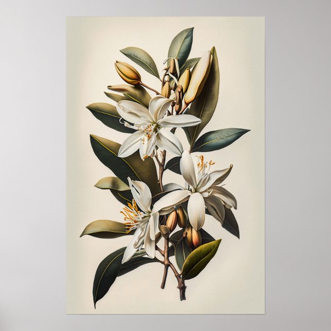 White Vanilla Blume Art Print Poster (Vorne)