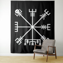 White Vegvisier Sigil auf schwarz