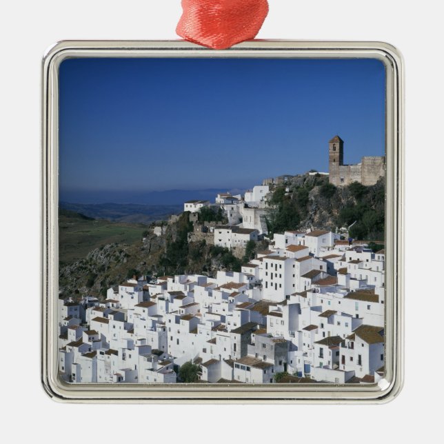 White Village Casares, Andalusien, Spanien 2 Silbernes Ornament (Vorne)