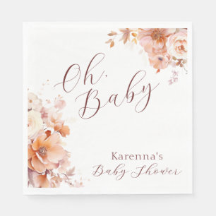 White Vintag Floral Fall Oh Babydusche Serviette