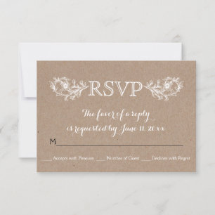 White Vintag Flororal Kraftpapier Hochzeit RSVP Ka Karte