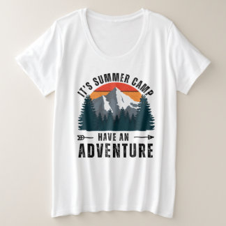 White Vintag Retro Summer Adventure Big Große Größe T-Shirt
