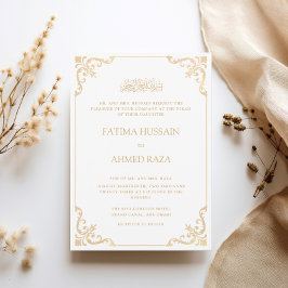 White Vintag Rokoko Nikah Zeremony Wedding Einladung