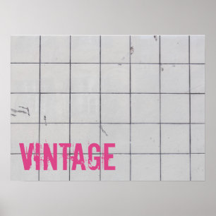White Vintag Tiles 80er 70er 60er Retro verwendet  Poster