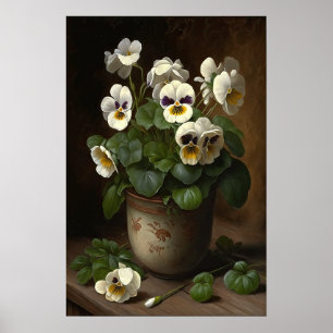 White Violas Blume Art Print Poster
