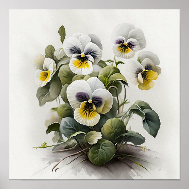 White Violas Blume Art Print Poster (Vorne)