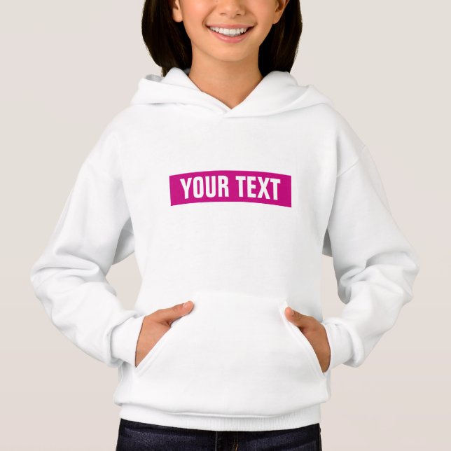 White Viva Magenta Anpassen von Text-Girls Hoodie (Vorderseite)