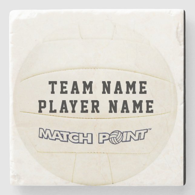 WHITE VOLLEYBALL PERSONALISIERT STONE UNTERSETZER (Vorderseite)