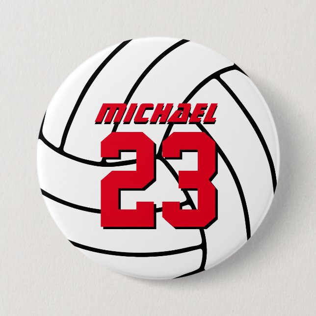White Volleyball Sportteam Button Button (Vorderseite)