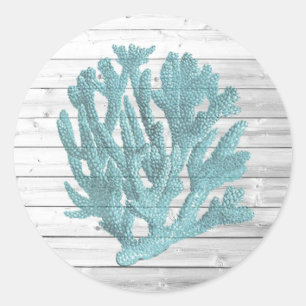 White Washed Wood Beachy Coral Stickers
