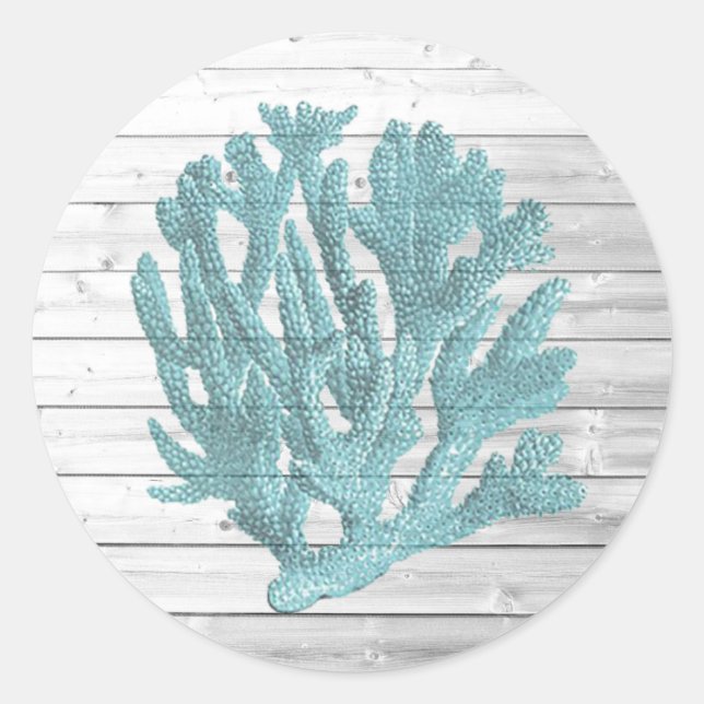 White Washed Wood Beachy Coral Stickers (Vorderseite)
