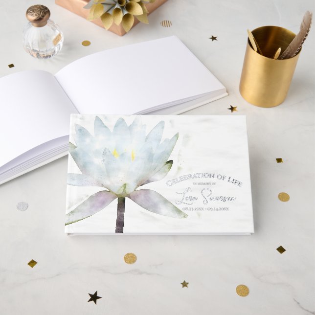 White Water Lily Feier zum Leben Beerdigung Gästebuch (Vorderseite Offen)